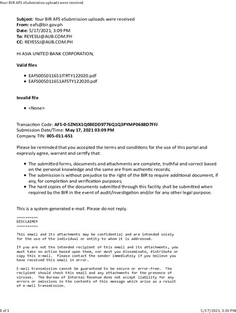 Bureau of Internal Revenue AFS eSubmission.